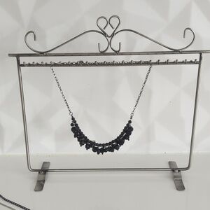 Jewelry Stand + 3 Elegant Black Beaded Necklace Set New